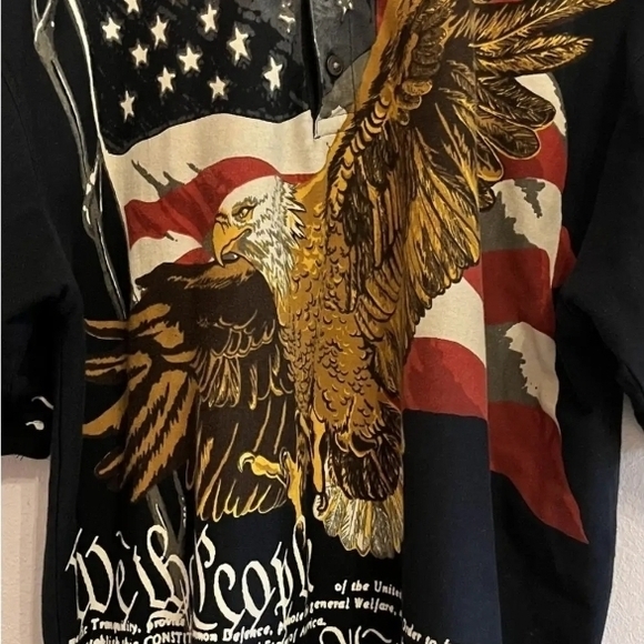 Men's Black Eagle Graphic Button Down Shirt - Picture 1 of 4